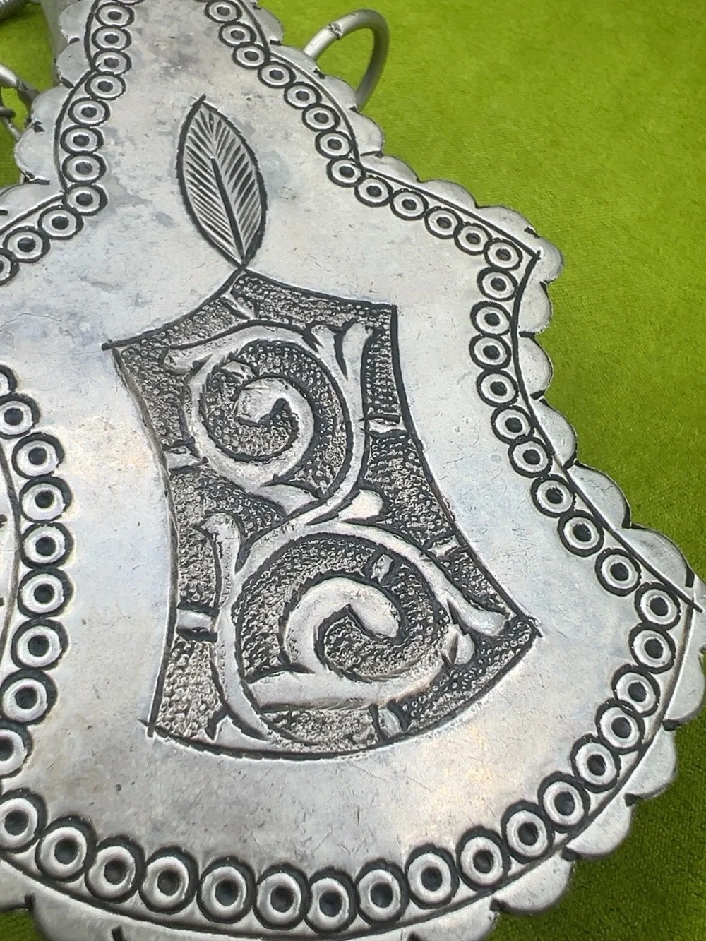 Antique Bedouin Kohl Flask Silver-Tone Engraved Middle Eastern Tribal Vessel